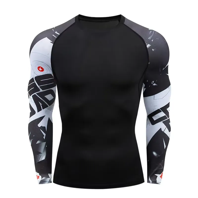 Rash Guard - 3D Long Sleeve MMA Rashguard Men