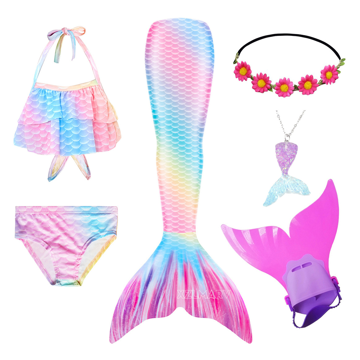 6Pcs/set Ariel Girls Swimming  - Flippers Swimming review and price