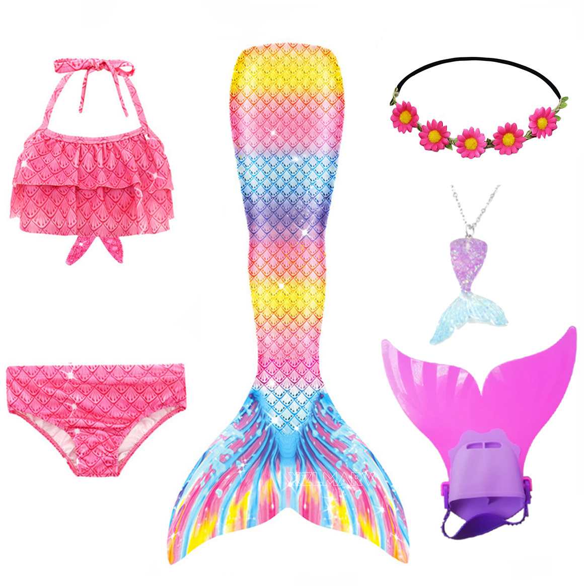 6Pcs/set Ariel Girls Swimming  - Flippers Swimming review and price